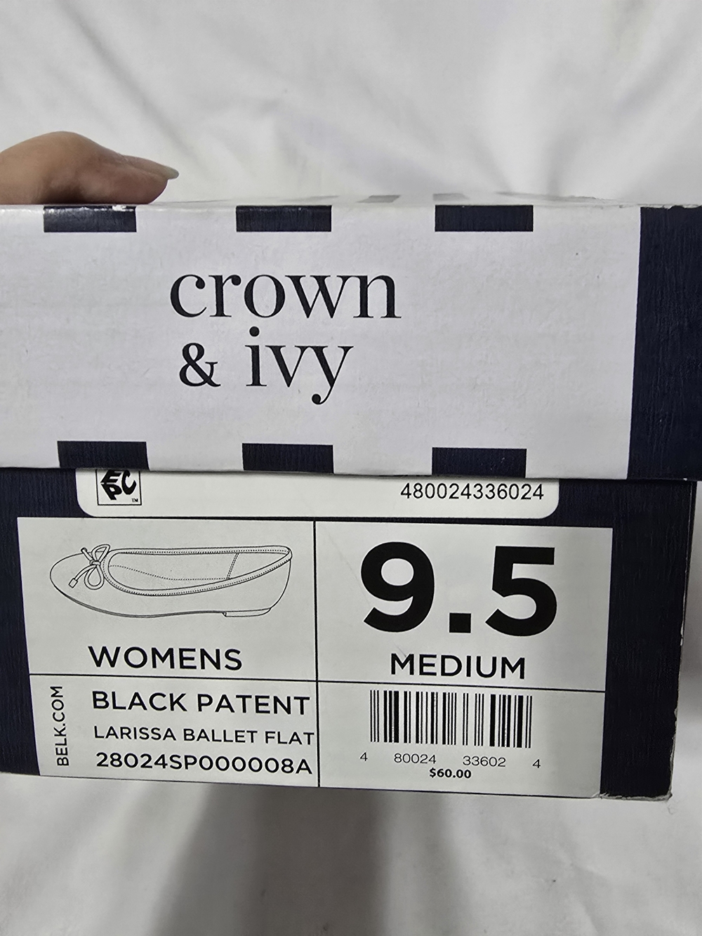 Crown & Ivy Black Patent Ballet Flats with Bow Sz. 9.5 NWT - Picture 5 of 8